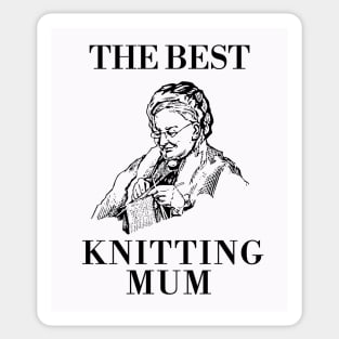 THE BEST KNITTING CRAFTS MUM LINE ART SIMPLE VECTOR STYLE, MOTHER OLD TIMES Sticker